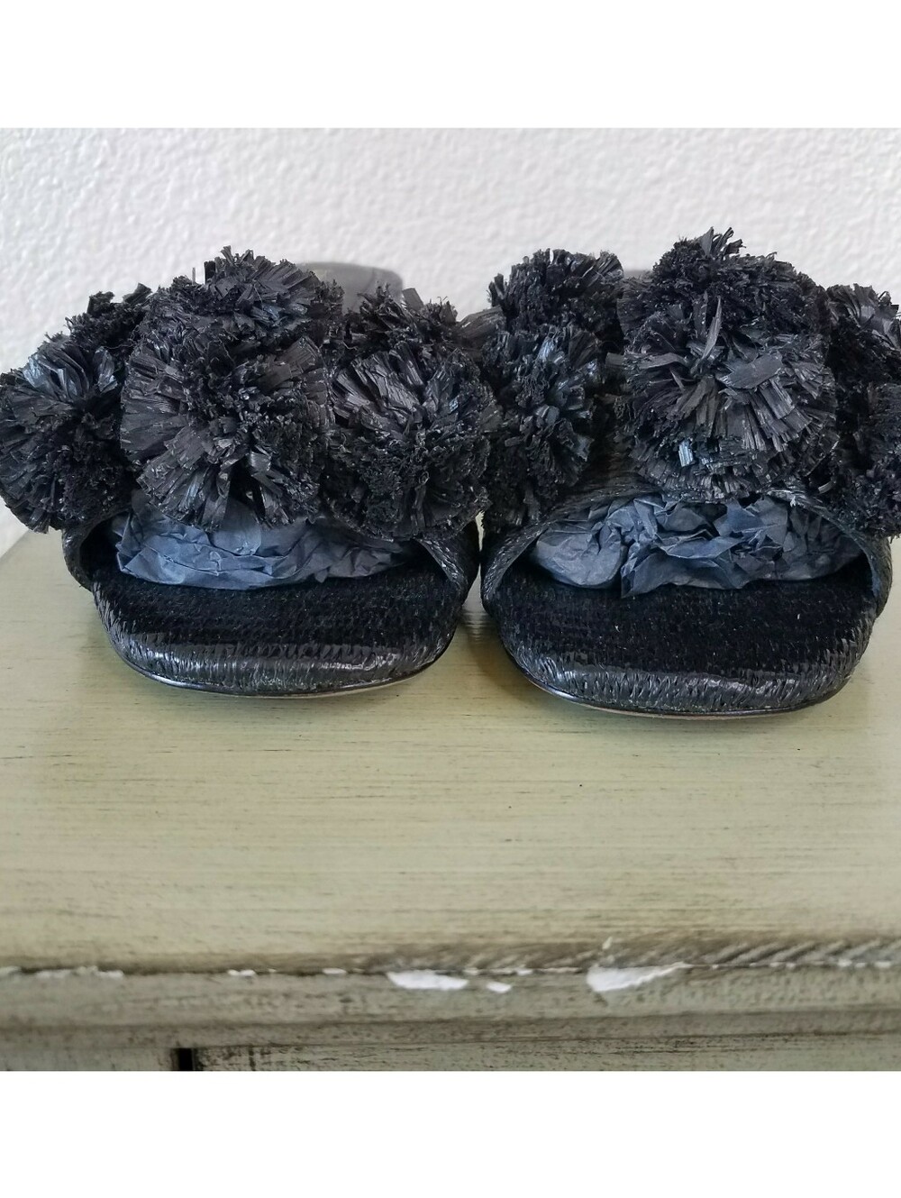 Larroude  Brigite Ruffle Raffia Sandals - Picture 8 of 11